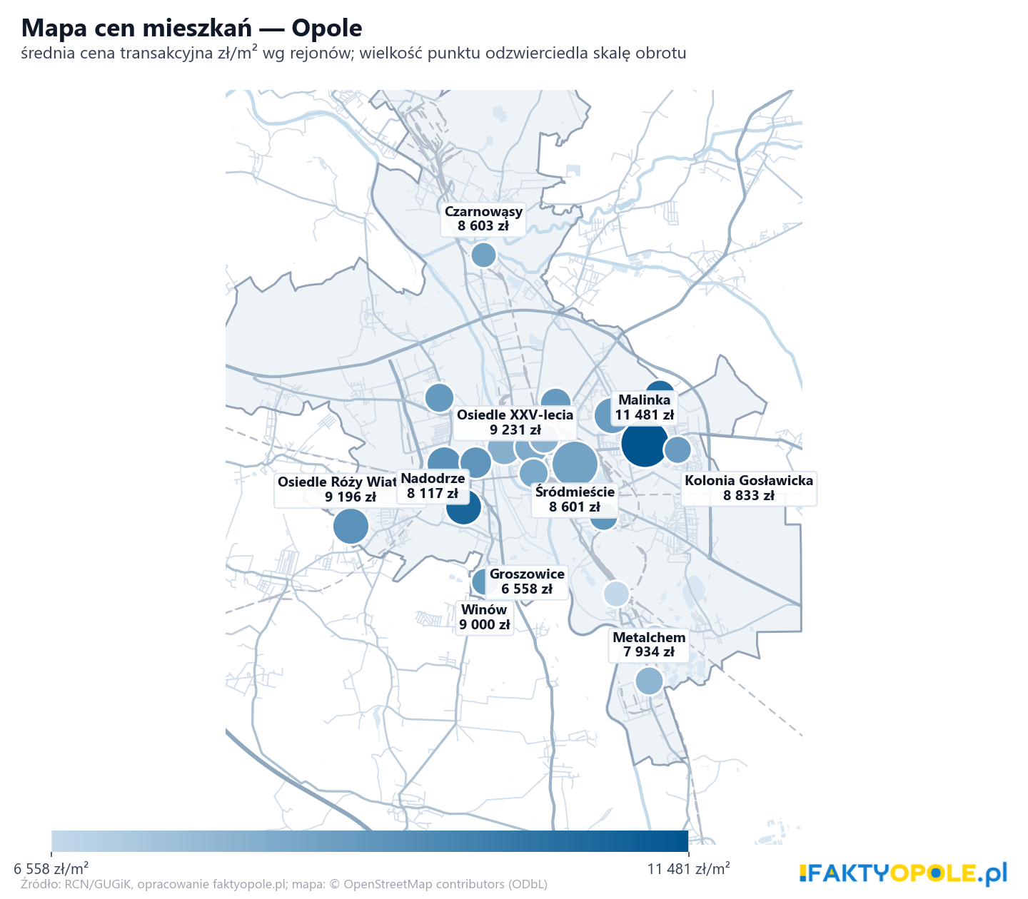 Mapa cen mieszkań - Opole