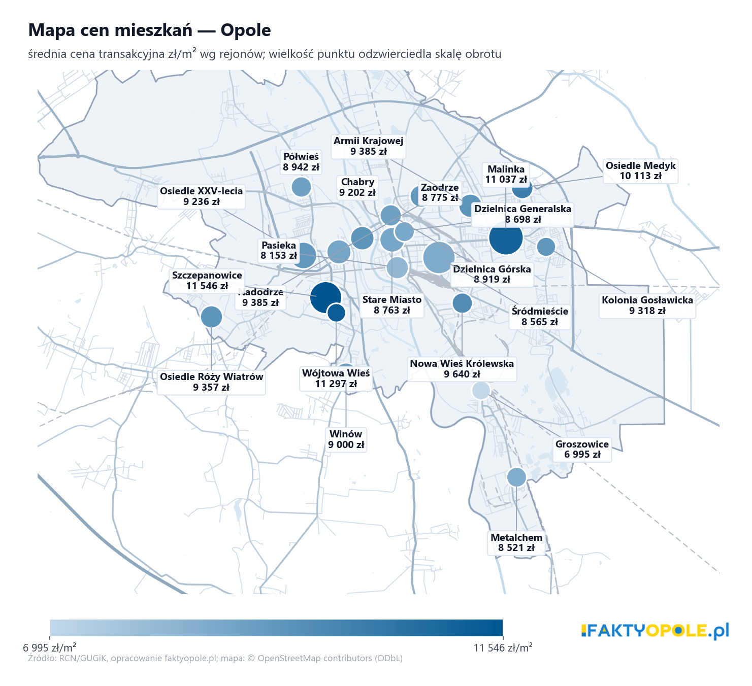 Mapa cen mieszkań - Opole