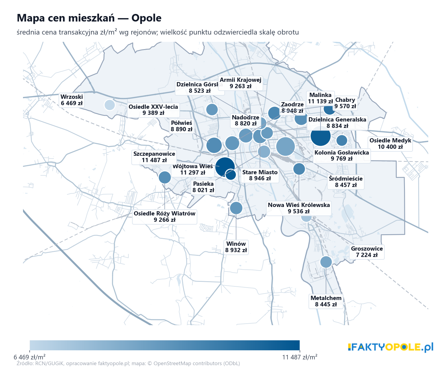 Mapa cen mieszkań - Opole