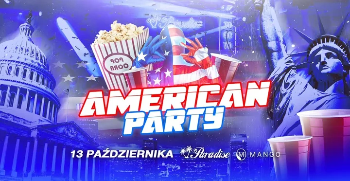Obrazek przedstawia grafikę promocyjną wydarzenia Impreza tematyczna w stylu amerykańskim w Mango Club Opole