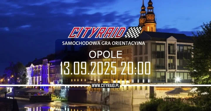 Obrazek przedstawia grafikę promocyjną wydarzenia Samochodowa gra orientacyjna CITYRAID w Opolu