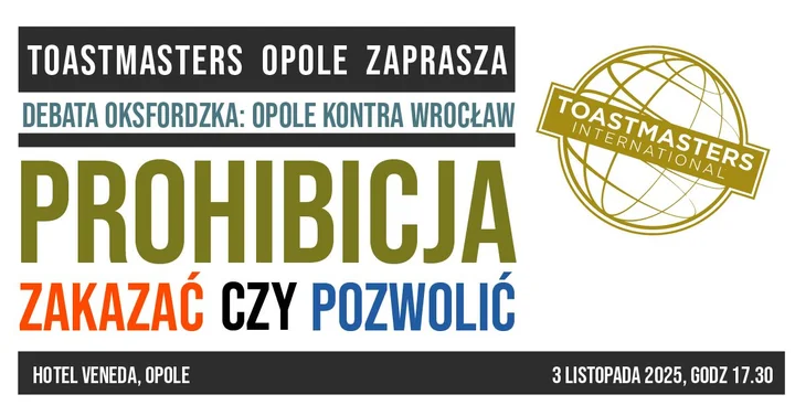 Grafika promocyjna wydarzenia Debata Oksfordzka: TM Opole kontra TM Wrocław — Opole, 3 listopada 2025