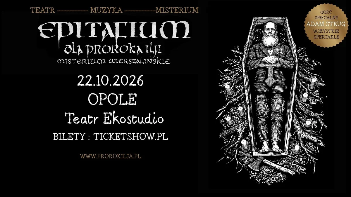 Grafika promocyjna wydarzenia Epitafium dla Proroka Ilji – misterium w Opolu