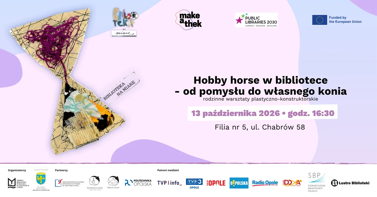 Grafika promocyjna wydarzenia Hobby horse w bibliotece – od pomysłu do własnego konia