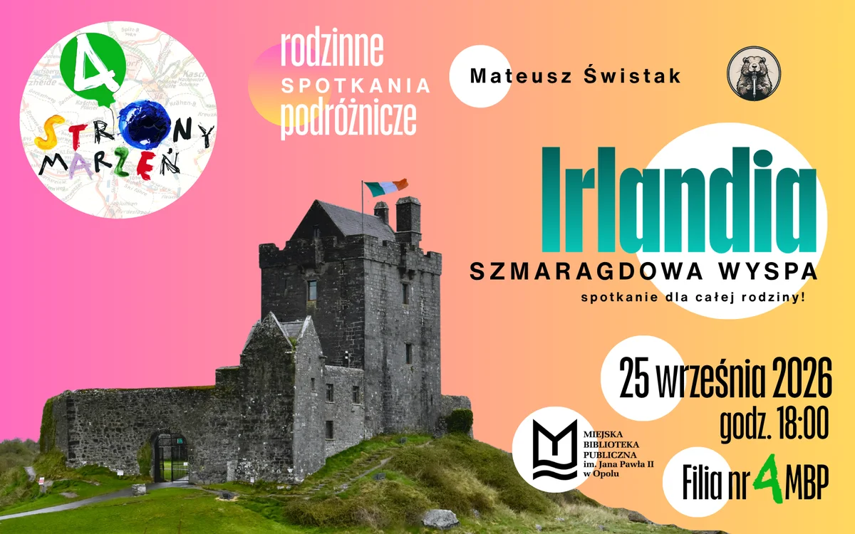 Grafika promocyjna wydarzenia Irlandia – Szmaragdowa Wyspa – spotkanie w Opolu