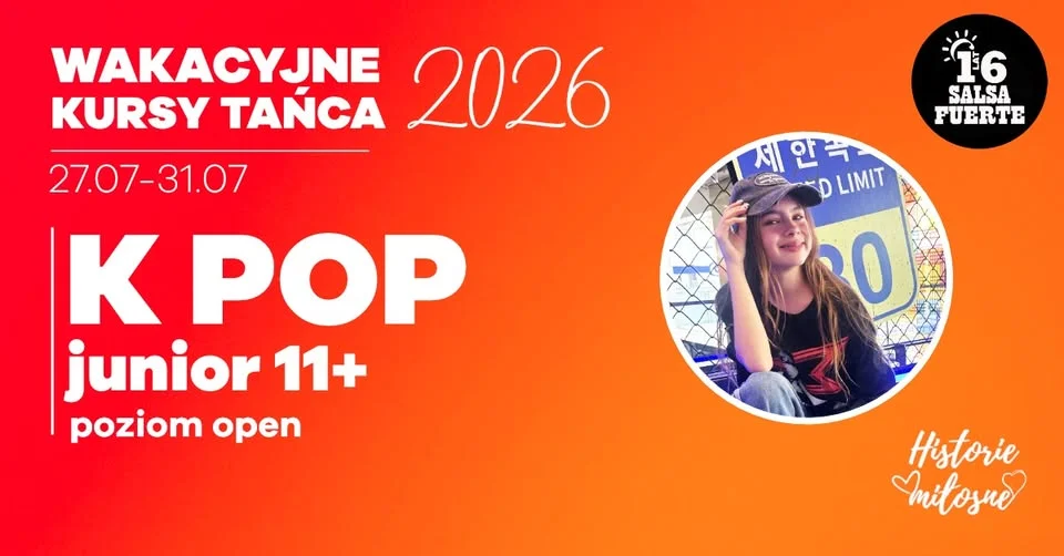 Grafika promocyjna wydarzenia K POP – wakacyjny kurs tańca