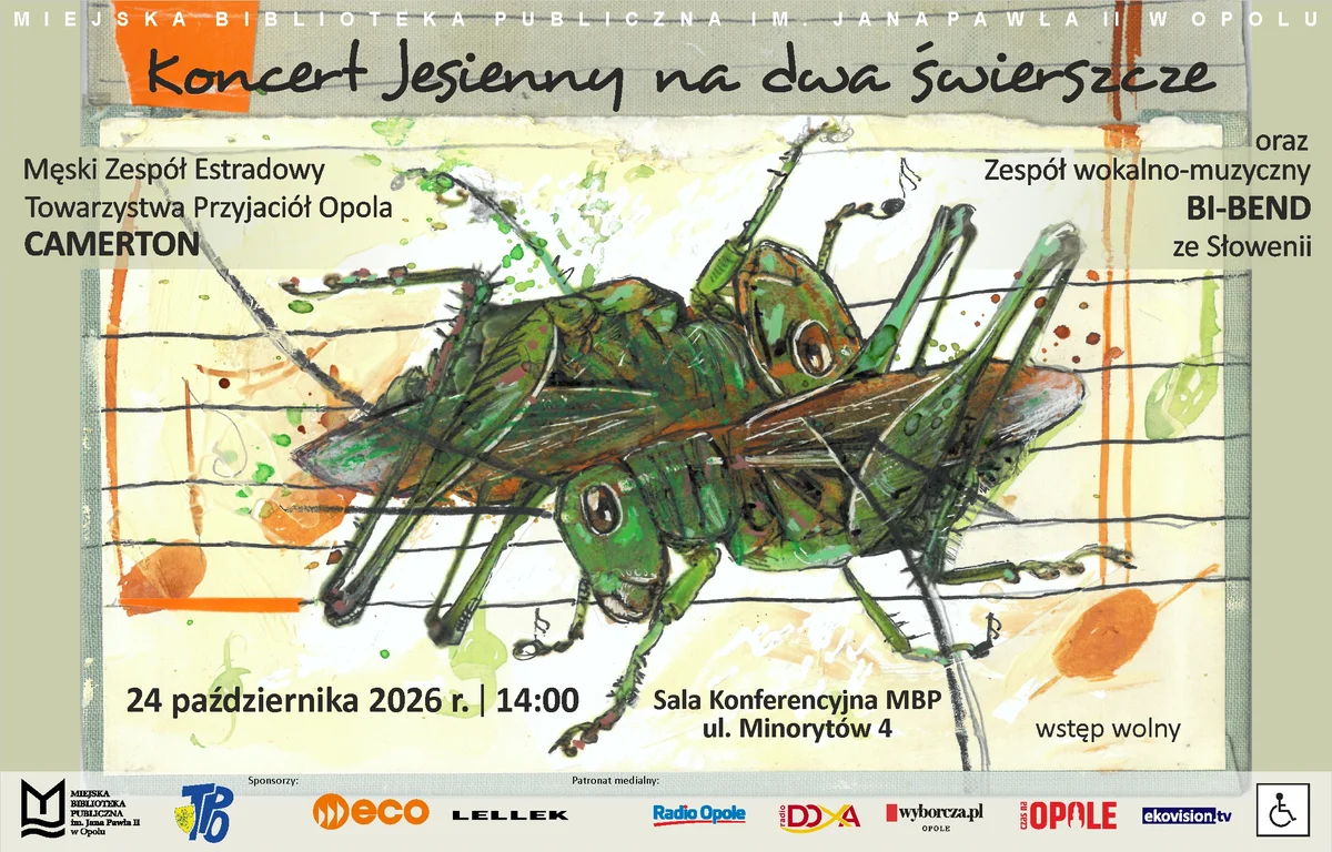 Grafika promocyjna wydarzenia Koncert Jesienny na dwa świerszcze – CAMERTON oraz BI-BEND
