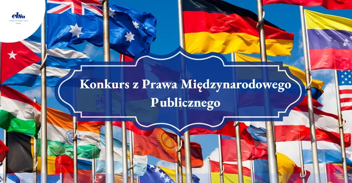 Grafika promocyjna wydarzenia Konkurs z Prawa Międzynarodowego Publicznego — ELSA Opole