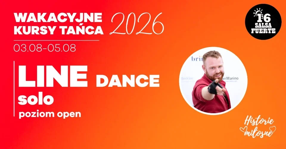 Grafika promocyjna wydarzenia LINE DANCE solo – kurs wakacyjny