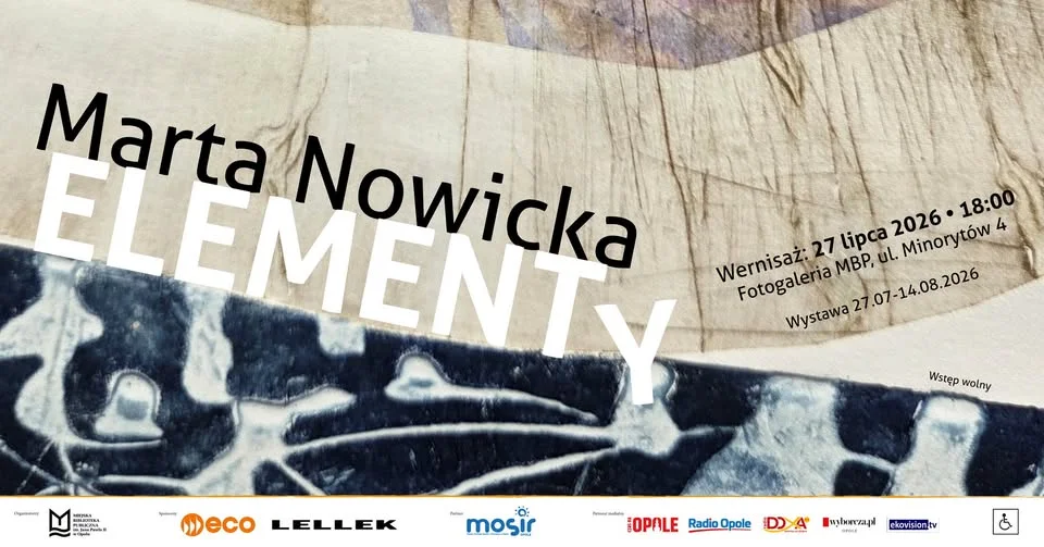 Grafika promocyjna wydarzenia Marta Nowicka – Elementy wystawa grafik
