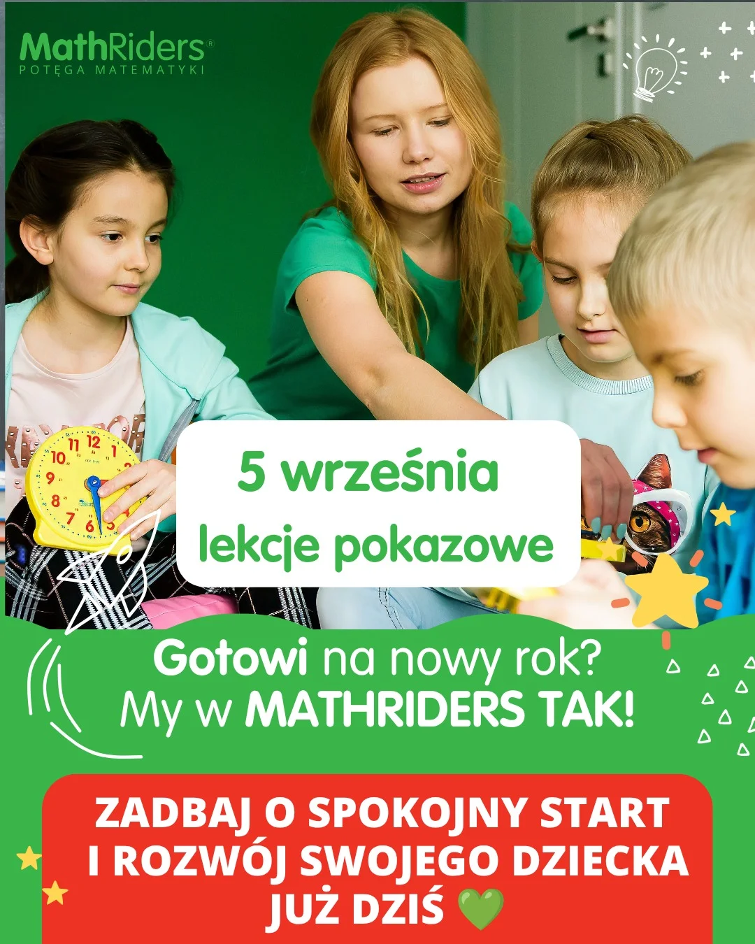 Grafika promocyjna wydarzenia MathRiders Opole – lekcje pokazowe