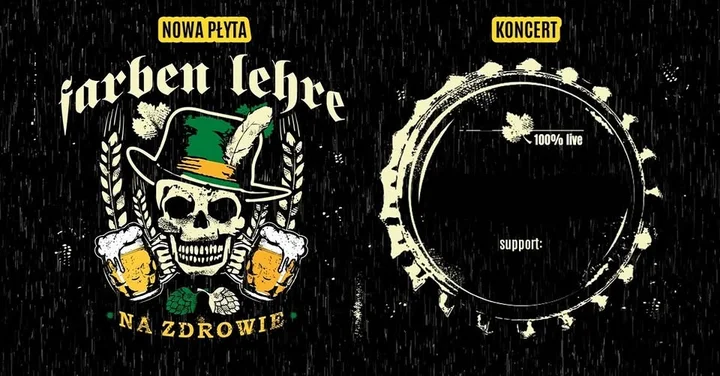 Grafika promocyjna wydarzenia FARBEN LEHRE w Opolu – energetyczny koncert punk rockowy