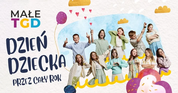 Obrazek przedstawia grafikę promocyjną wydarzenia Koncert Małe TGD w Opolu — trasa Dzień Dziecka przez cały rok