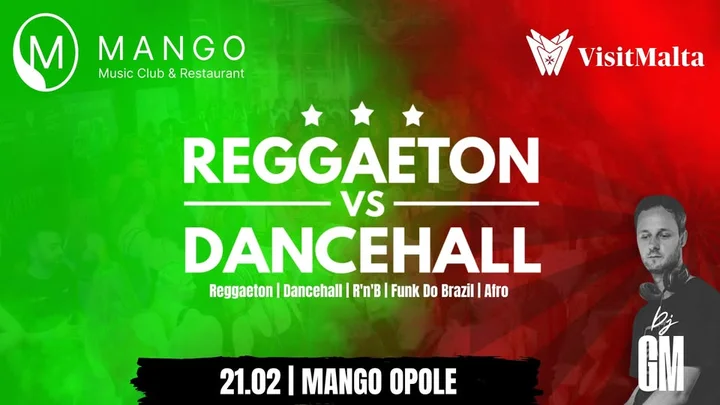 Grafika promocyjna wydarzenia Reggaeton vs Dancehall w Mango Club Opole