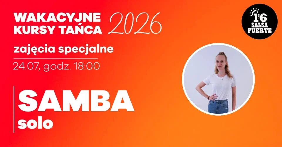 Grafika promocyjna wydarzenia SAMBA solo – taneczne zajęcia