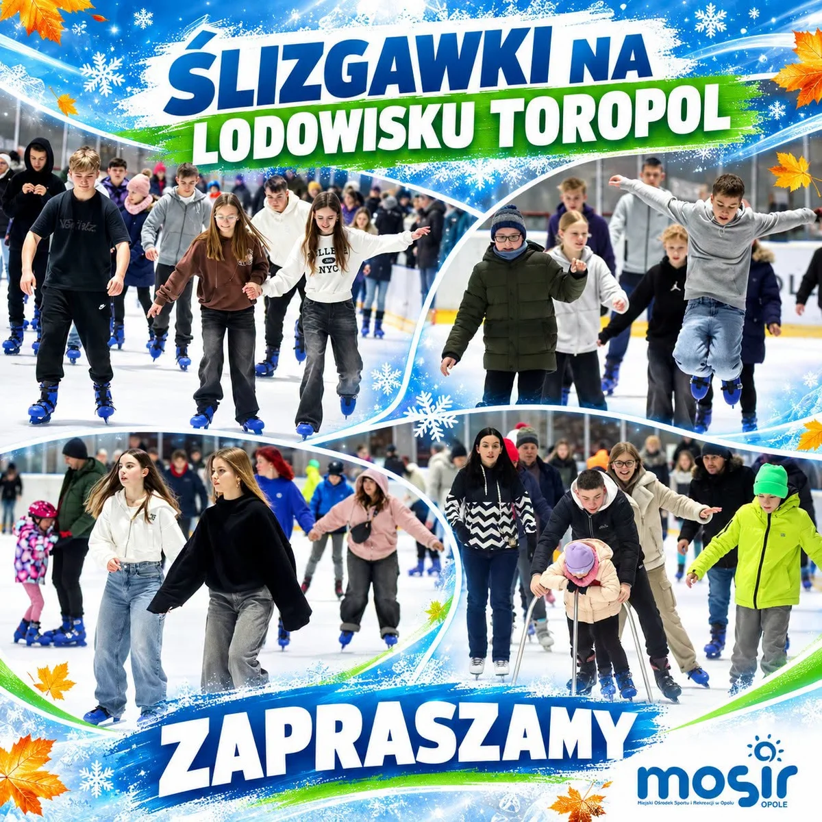 Grafika promocyjna wydarzenia Ślizgawki na lodowisku Toropol