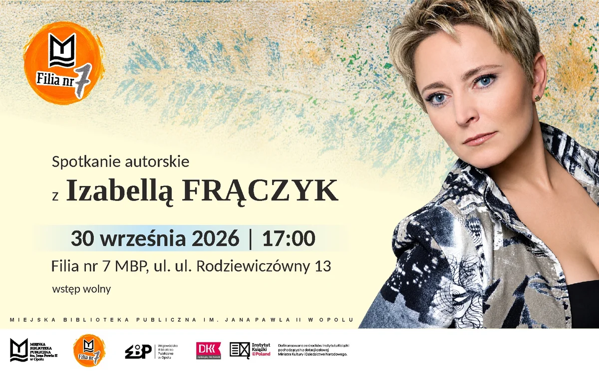 Grafika promocyjna wydarzenia Spotkanie autorskie z Izabellą Frączyk