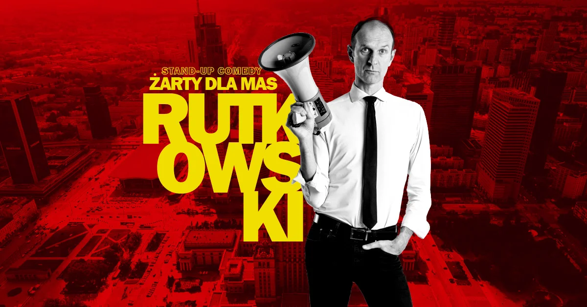 Grafika promocyjna wydarzenia Stand-up Rafała Rutkowskiego w Opolu z programem o życiu i codzienności