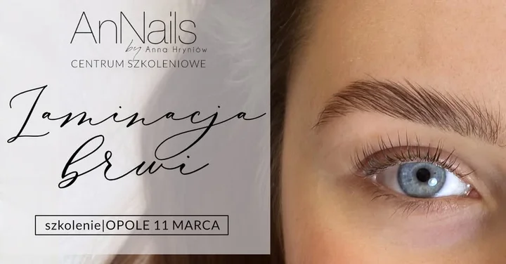 Grafika promocyjna wydarzenia Szkolenie Laminacja Brwi | AnNails Opole