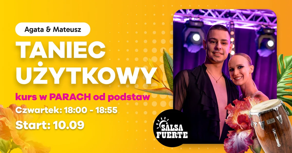Grafika promocyjna wydarzenia Taniec Użytkowy w parach – kurs od podstaw