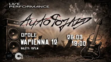 Grafika promocyjna wydarzenia AutoPojazd w W12 — koncert polskiego hard rocka w Opolu
