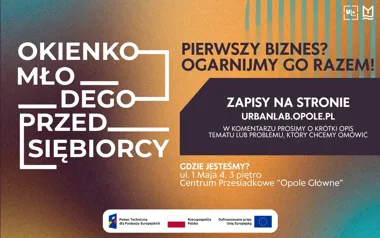 Grafika promocyjna wydarzenia Okienko Młodego Przedsiębiorcy w Urban Lab