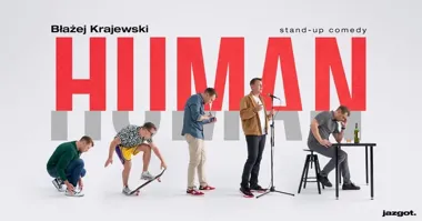 Grafika promocyjna wydarzenia Błażej Krajewski „Human” — stand-up w Opolu
