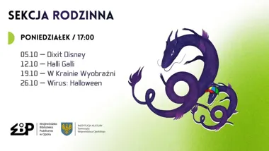 Grafika promocyjna wydarzenia Spotkania Sekcja Rodzinna w Strefie Gier WBP