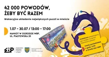 Grafika promocyjna wydarzenia Wakacyjne układanie największych puzzli w mieście w WBP