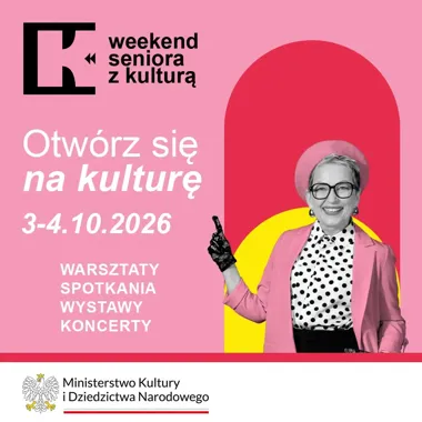 Grafika promocyjna wydarzenia Weekend Seniora z Kulturą w Teatrze Jana Kochanowskiego