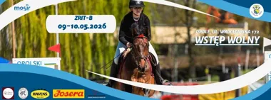 Grafika promocyjna wydarzenia ZRiT-B w skokach przez przeszkody w Opolu — zawody na kwarcowym hipodromie