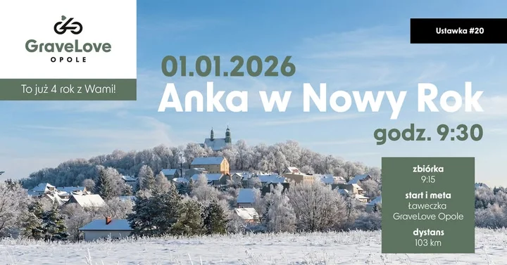 Grafika promocyjna wydarzenia Ustawka #20 — Anka w Nowy Rok (4. urodziny GraveLove Opole)