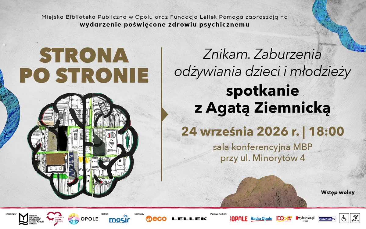 Grafika promocyjna wydarzenia Znikam. Zaburzenia odżywiania dzieci i młodzieży – spotkanie autorskie z Agatą Ziemnicką