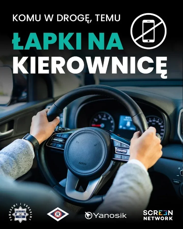 Akcja ''Łapki na kierownicę'' mobilizuje kierowców - Policja z Yanosik walczy z rozproszeniem