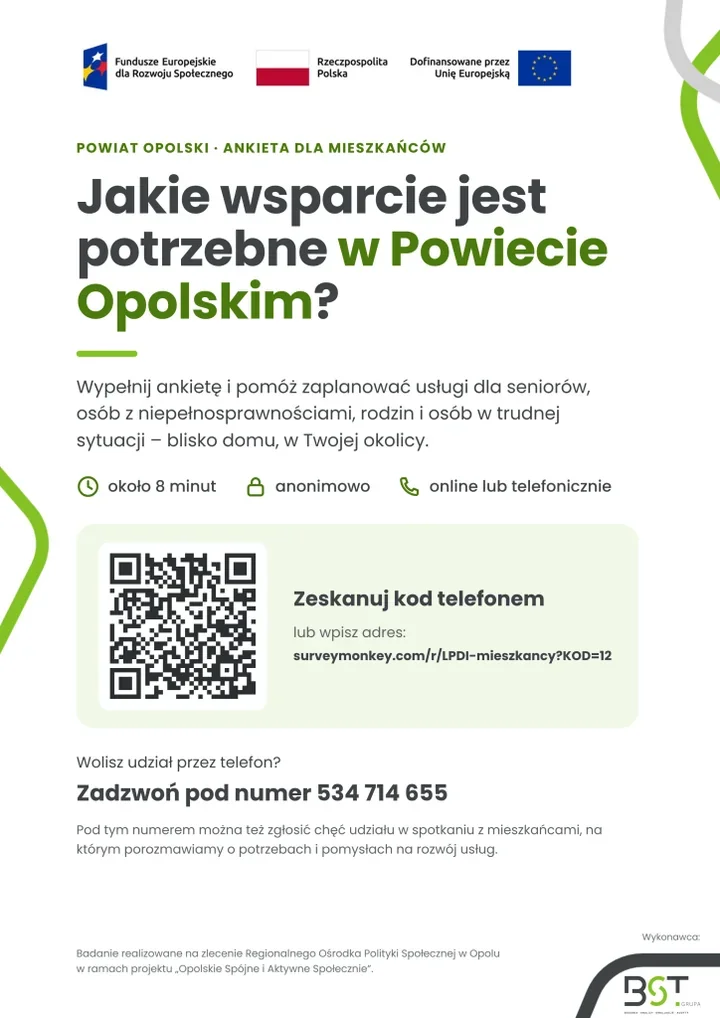Osiem minut na ważną opinię. Powiat opolski pyta o usługi społeczne