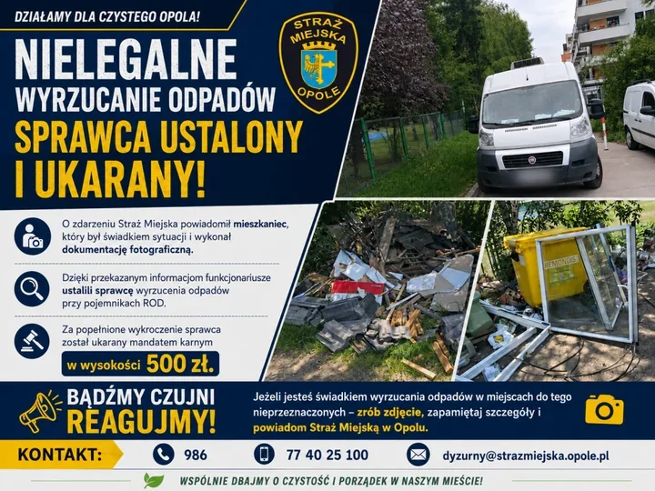 Zdjęcia pomogły ustalić osobę. W Opolu mandat za odpady przy ROD
